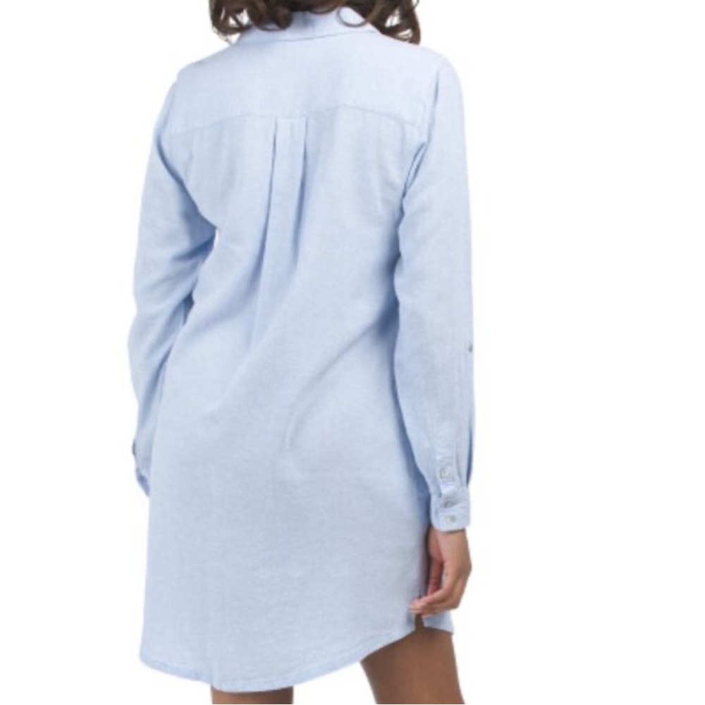 C&C California Linen Blue Chambray Shirt Dress | Size XS - Picture 2 of 6